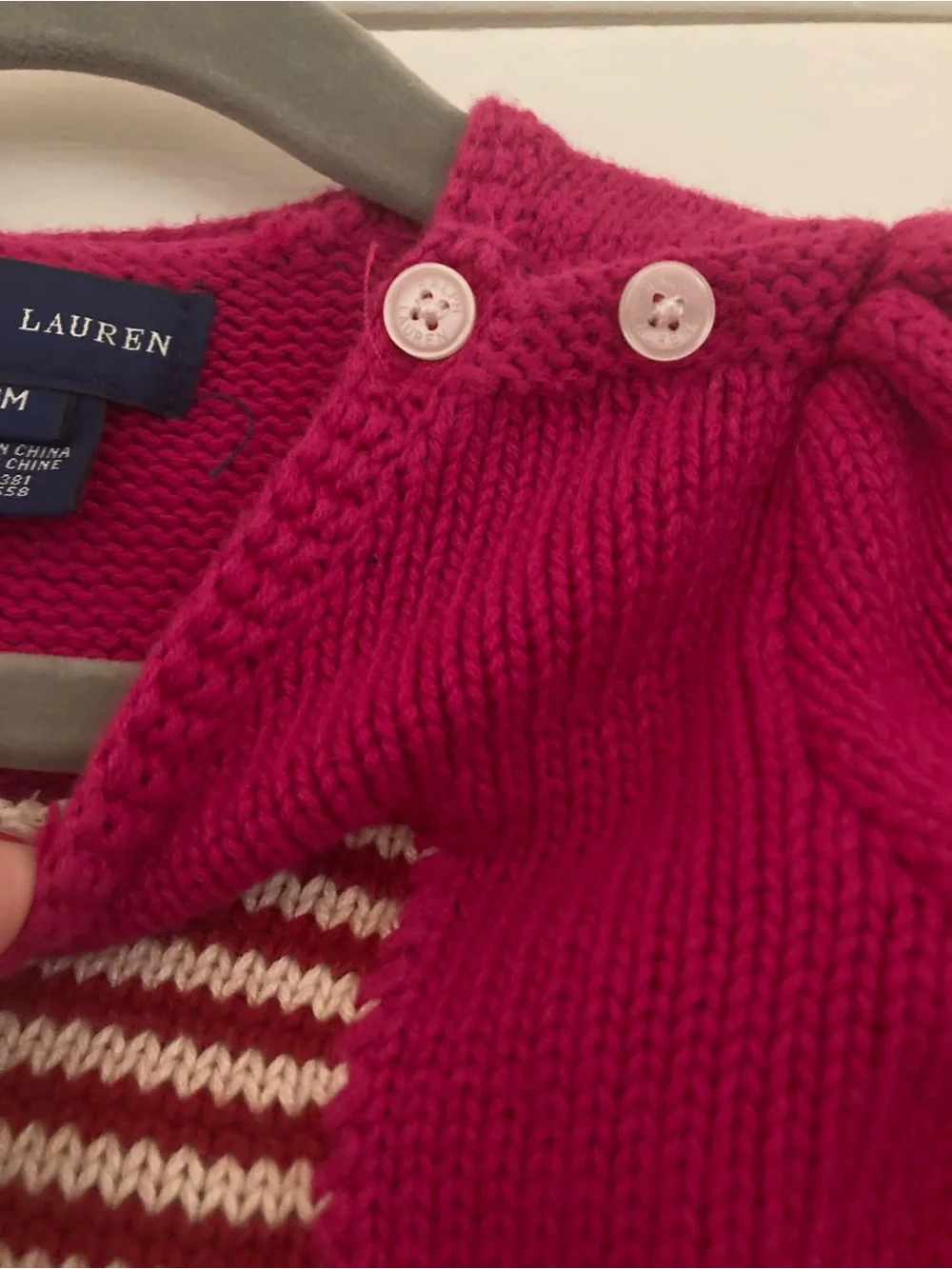 Ralph Lauren Pink Knit Peplum Sweater with Flag